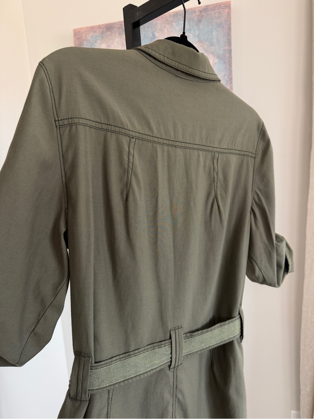 Royal Robbins Womens 10 Olive Green Utility Safari Shirt Dress Belted Travel - Picture 5 of 9